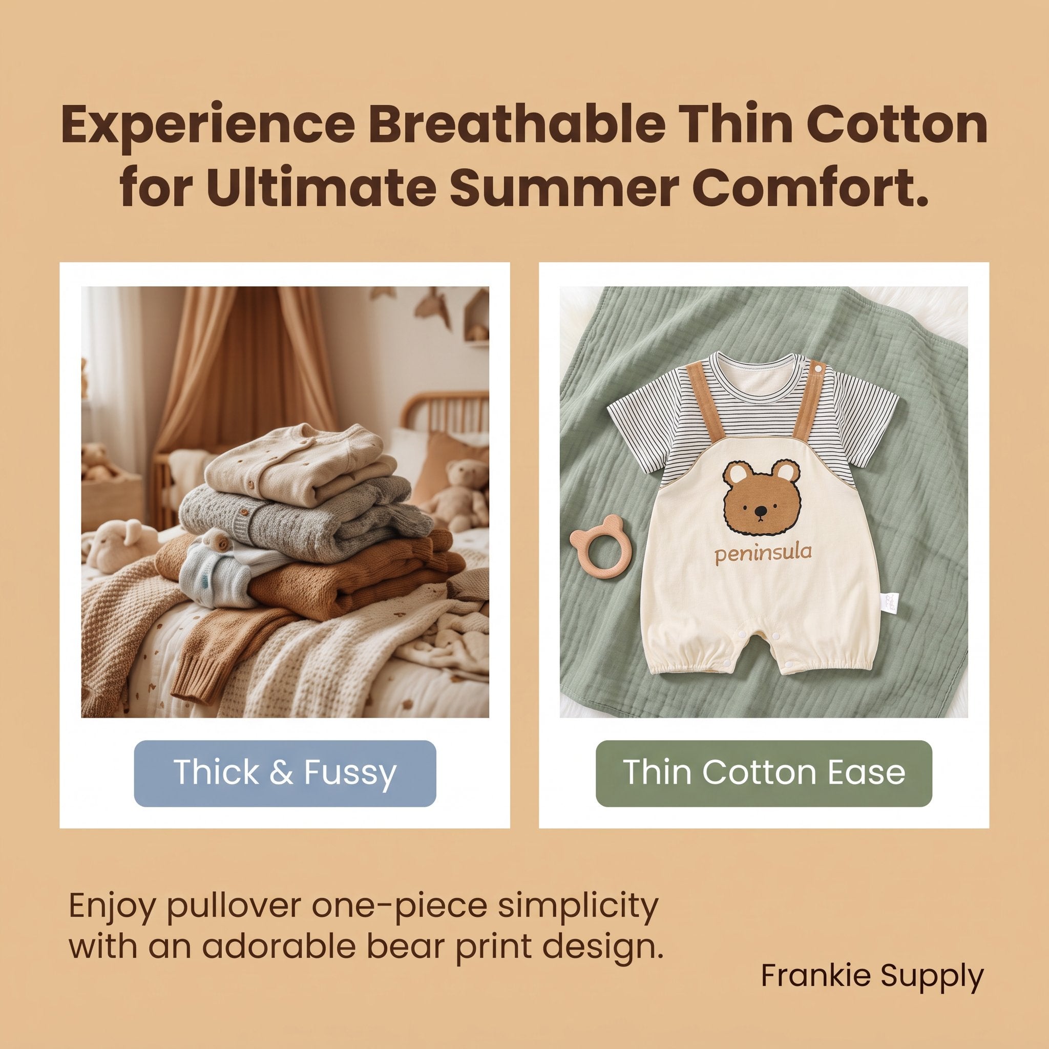 Cartoon Bear Print Baby Short Sleeve Rompers