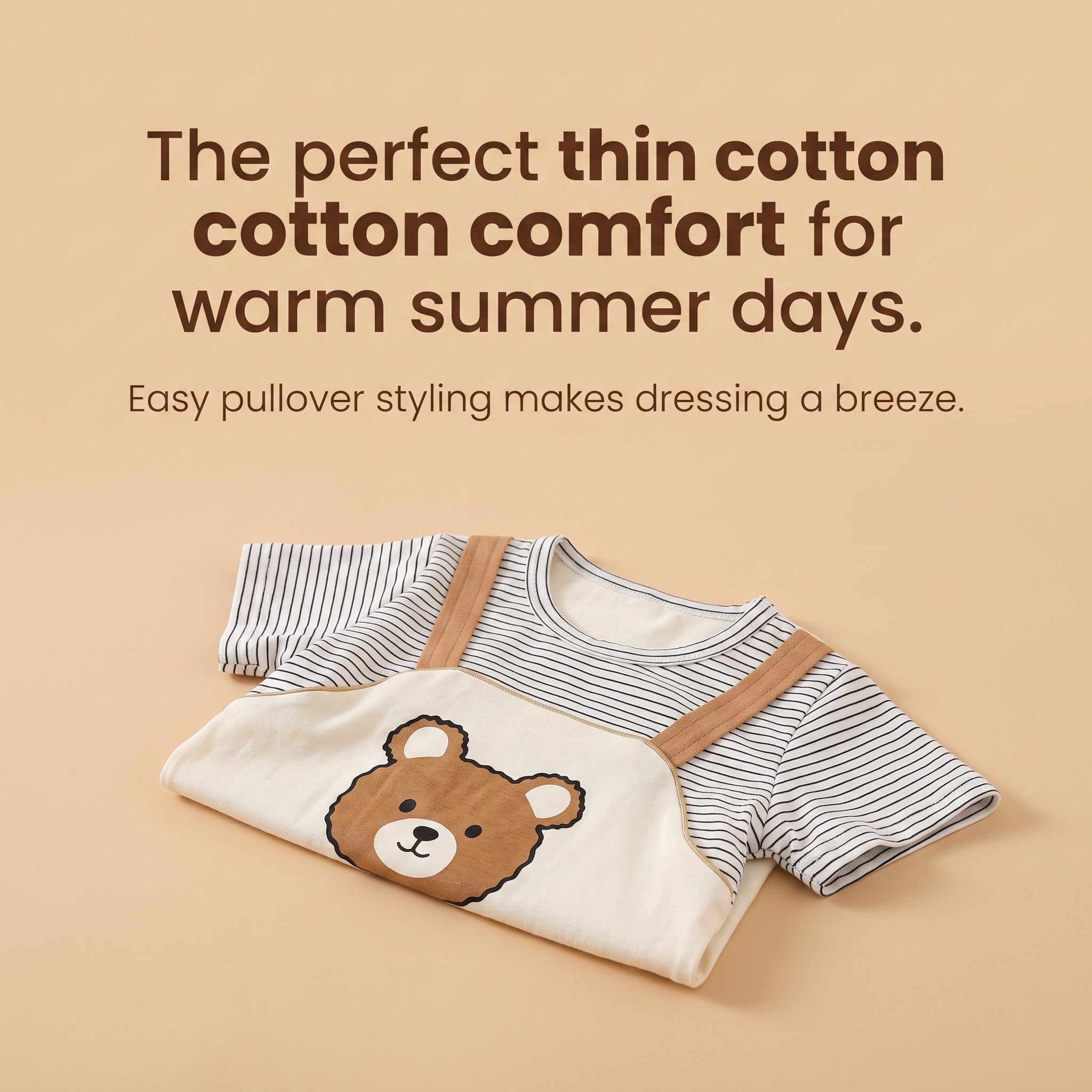 Cartoon Bear Print Baby Short Sleeve Rompers